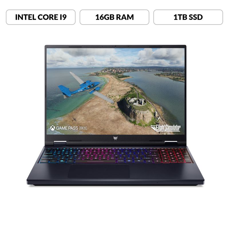 ACER - Portátil Gaming  Predator | Intel Core i9 | 16GB de RAM | 1TB SSD de Almacenamiento | Windows 11 | Pantalla 16 pulgadas | PHN16-72-96JR | Computador Gaming portátil