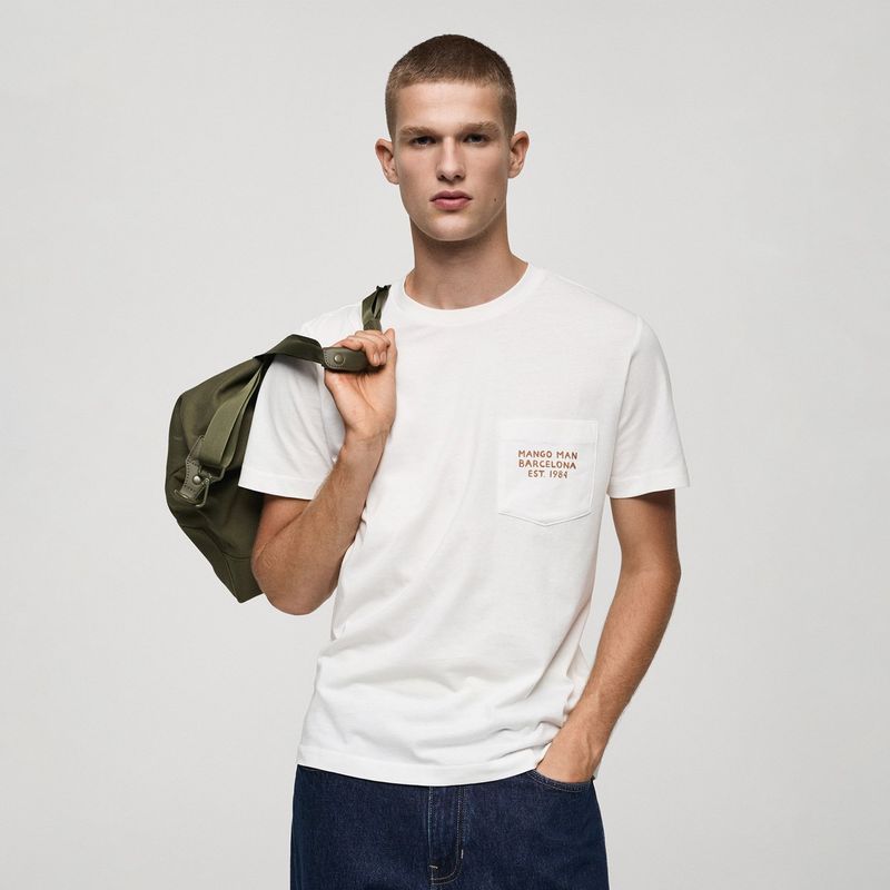 MANGO - Camiseta Hombre Manga corta de Algodón MANGO