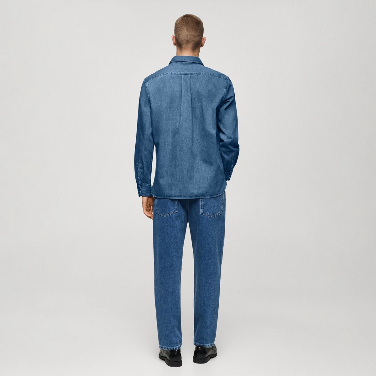 MANGO - Camisa de jean Hombre Manga larga de Algodón Mango