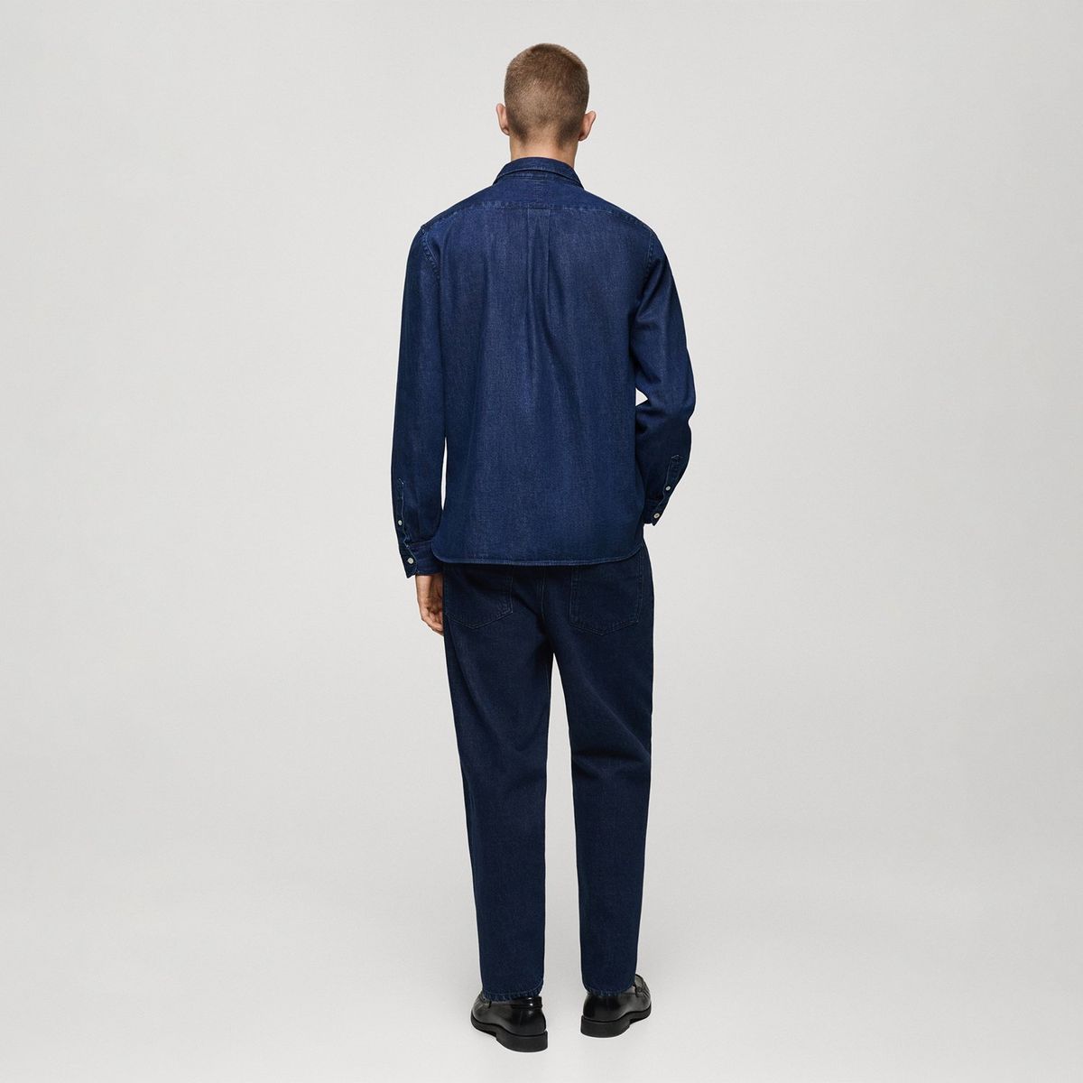 MANGO - Camisa de jean Hombre Manga larga de Algodón Mango