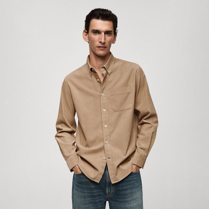MANGO - Camisa Hombre Manga larga de Algodón MANGO