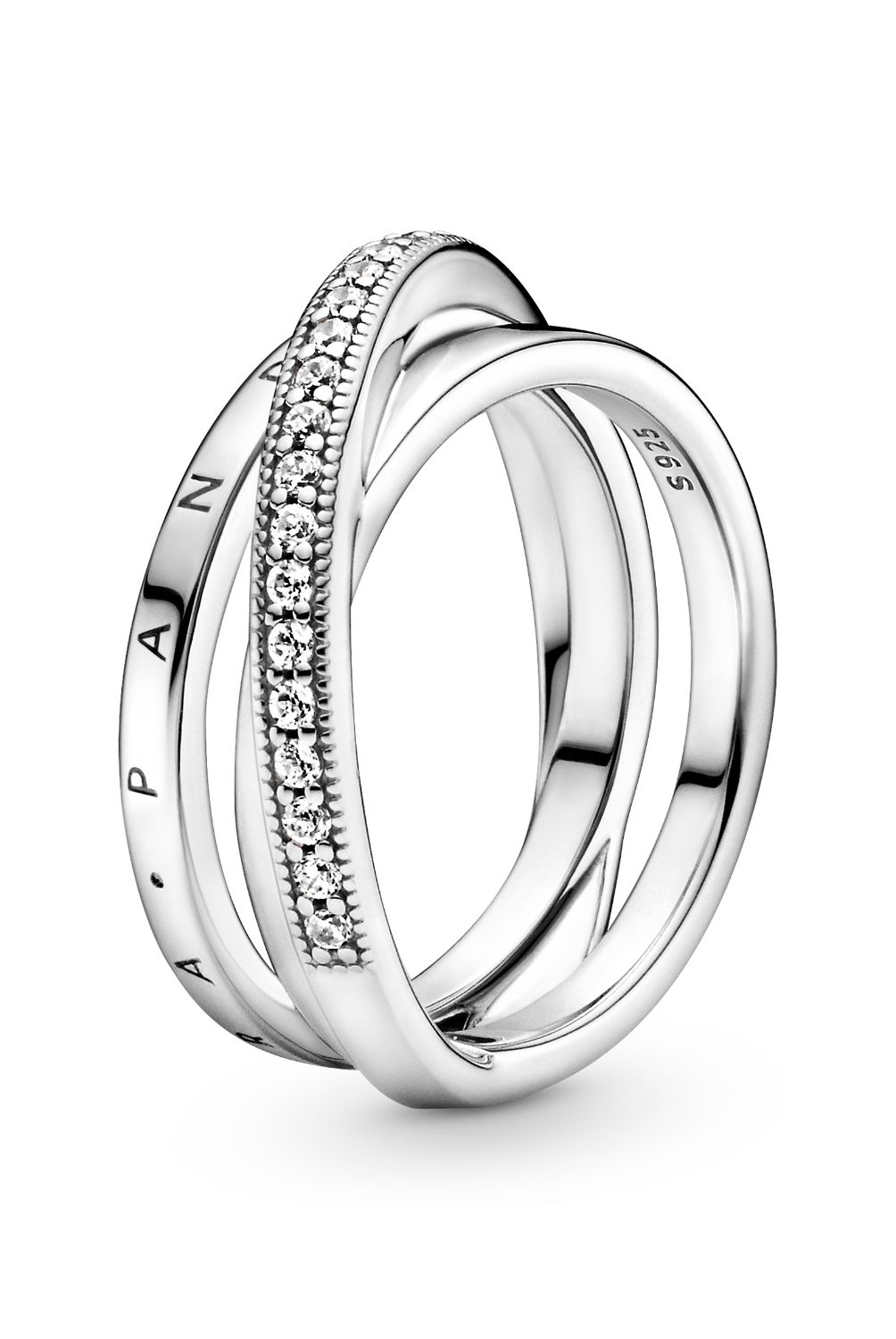 PANDORA - Anillo Pandora Cruzado Triple Banda Plata Esterlina 