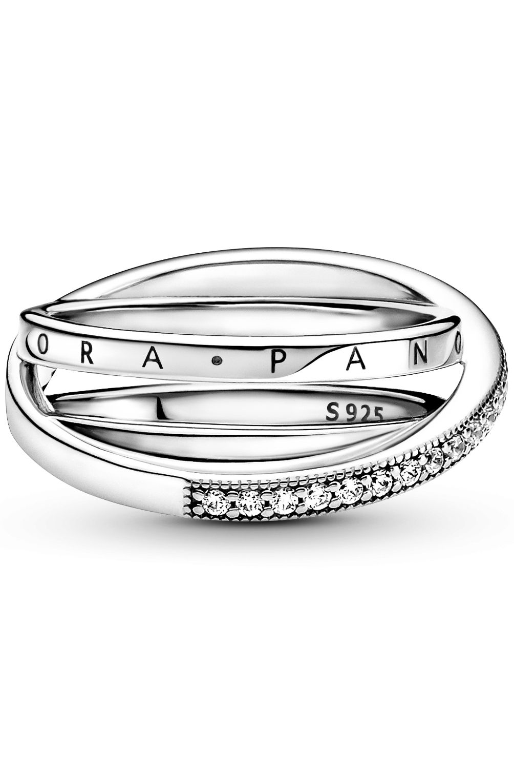 PANDORA - Anillo Pandora Cruzado Triple Banda Plata Esterlina 