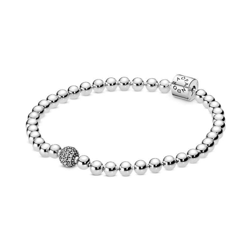 PANDORA - Brazalete Pandora cuentas y pavé Plata Esterlina