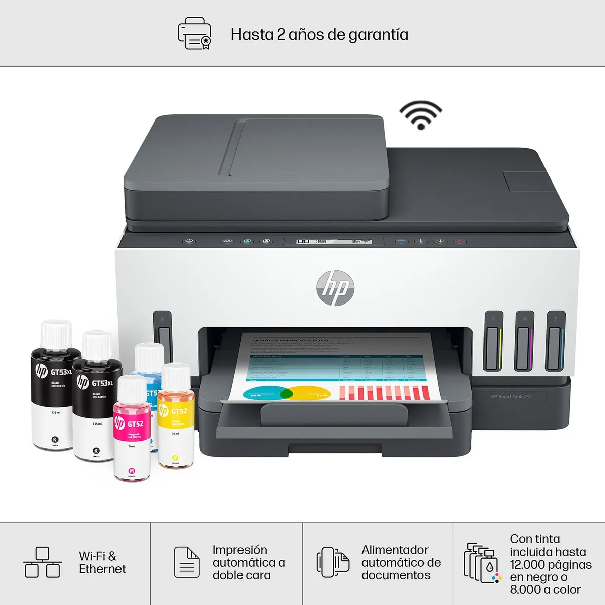 HP - Impresora multifuncional HP Smart Tank 750 (6UU47A)