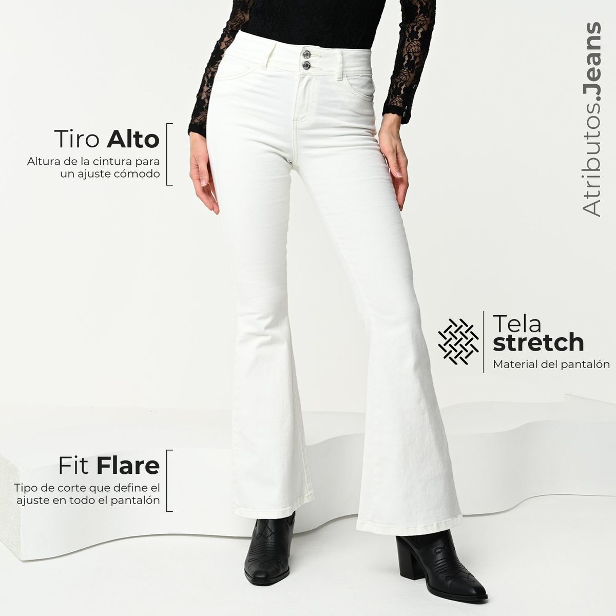 MOSSIMO - Jean Flare Mujer Tiro alto Mossimo
