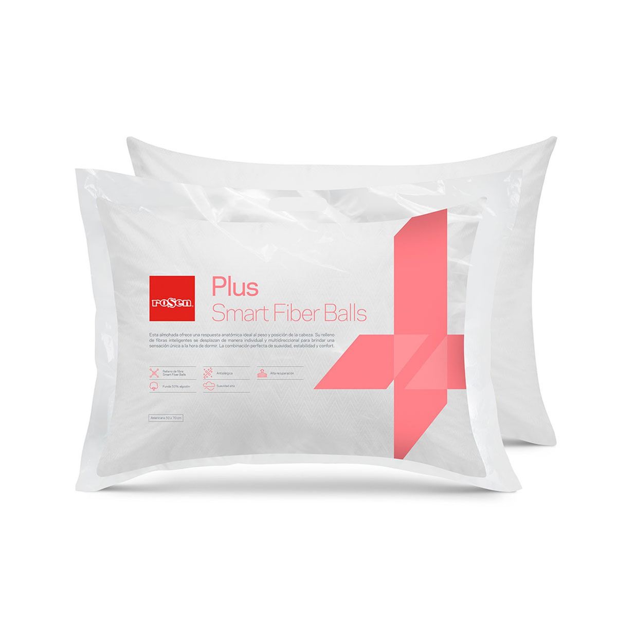 COLCHONES SPRING - Almohada de Fibra sintética Medium ALM-PLUS-90X50 50 cm x 90 cm x 22 cm Colchones Rosen
