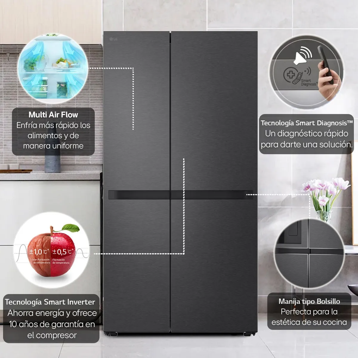 LG - Nevecón Side by Side LG 664 lt Netos GS66BPM