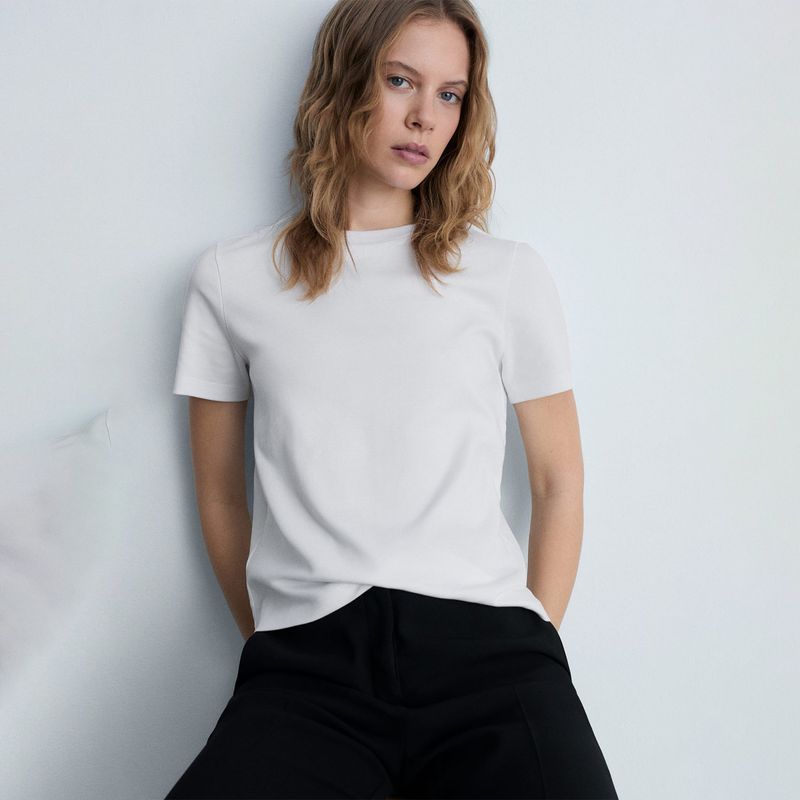 MANGO - Camiseta Mujer Manga corta de Algodón MANGO