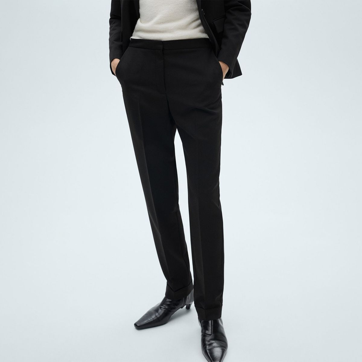 MANGO - Pantalón Recto Mujer Tiro medio MANGO