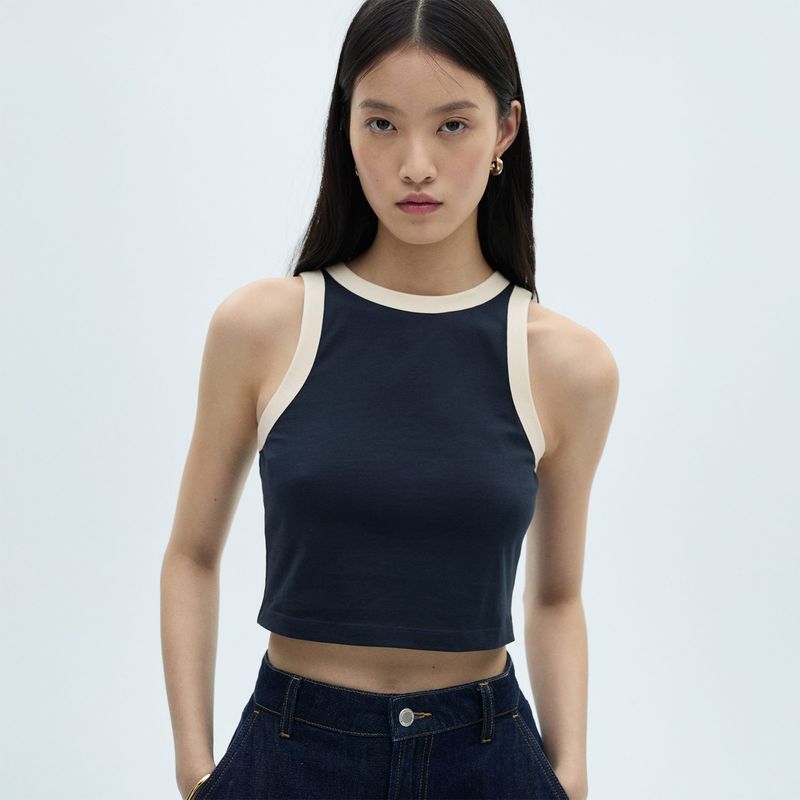 MANGO - Top esqueleto Mujer Tejido Sin mangas de Algodón MANGO