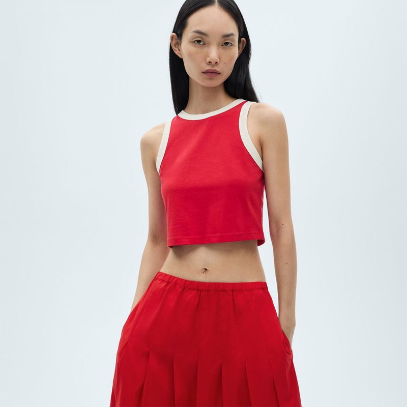 MANGO - Top esqueleto Mujer Tejido Sin mangas de Algodón MANGO