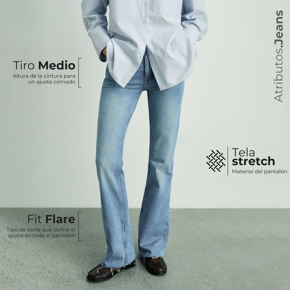 MANGO - Jean Flare Mujer Tiro medio MANGO