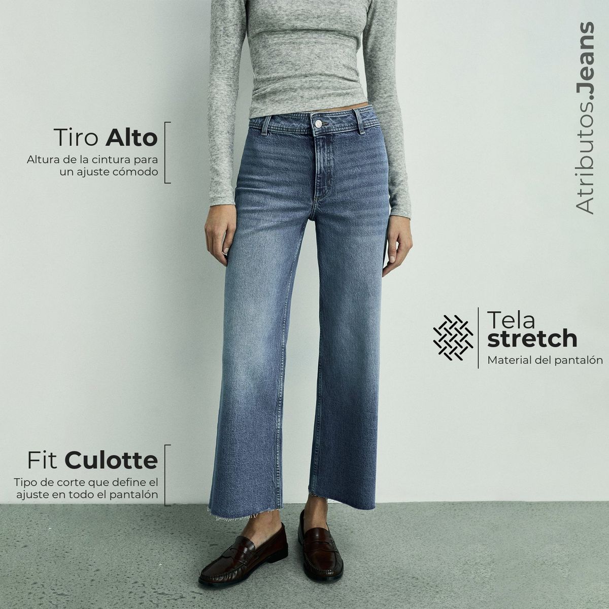 MANGO - Jean Culotte Mujer Tiro alto MANGO