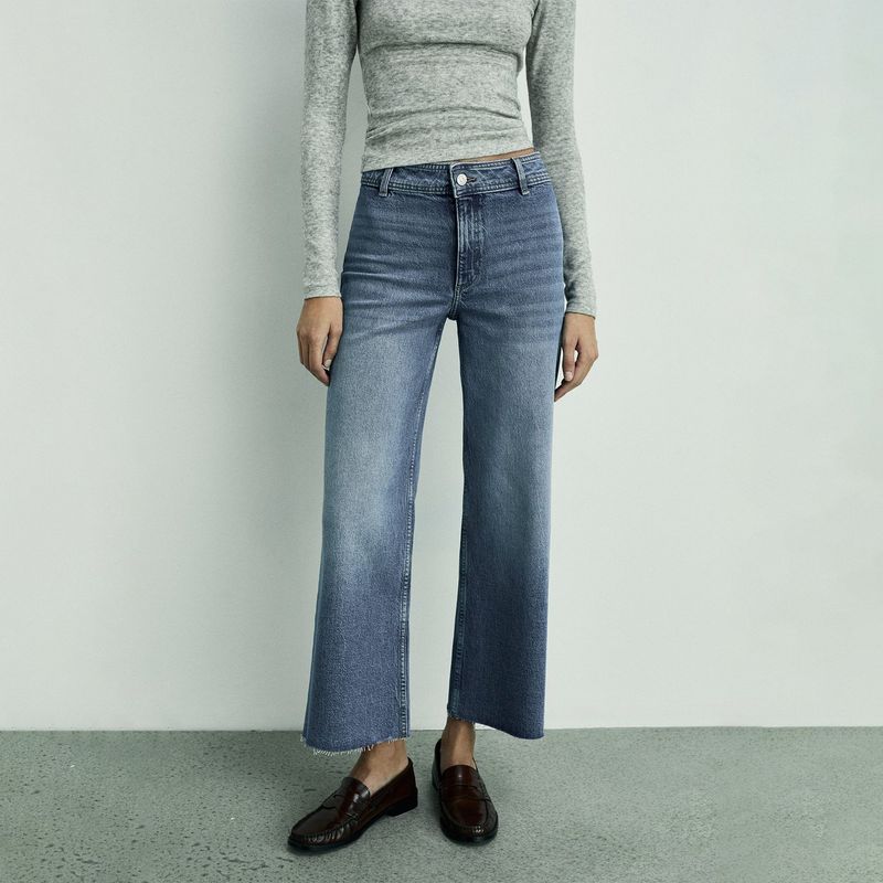 MANGO - Jean Culotte Mujer Tiro alto MANGO