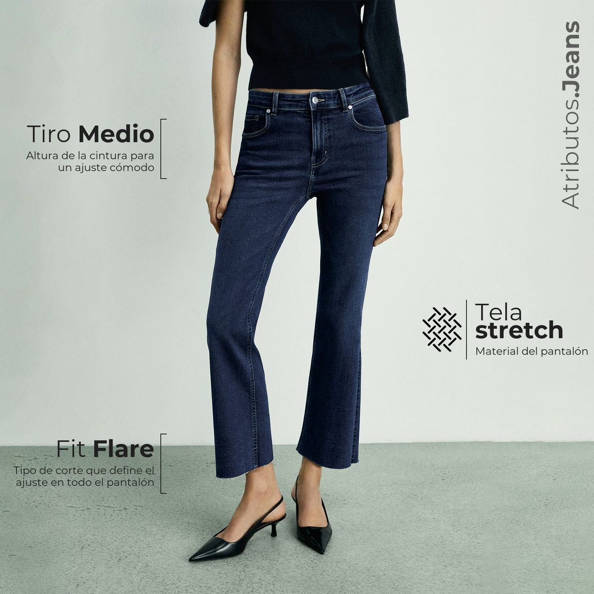 MANGO - Jean Flare Mujer Tiro medio MANGO