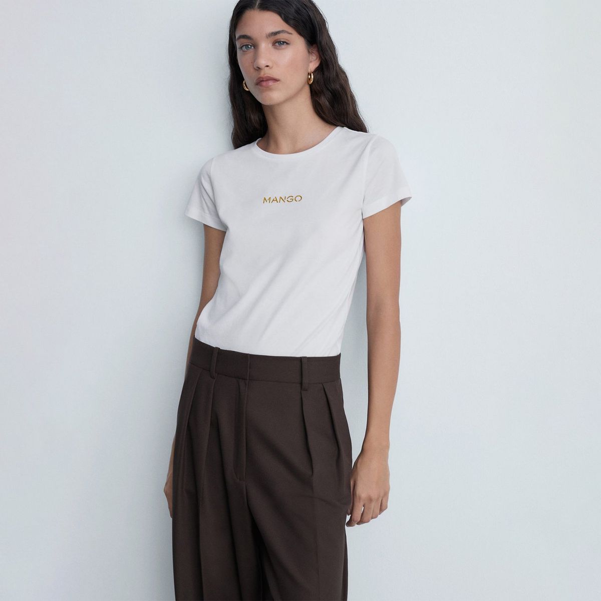 MANGO - Camiseta Mujer con Logo Manga corta de Algodón Mango