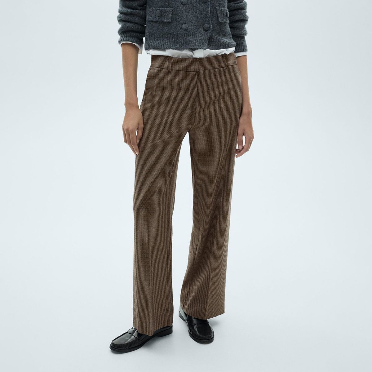 MANGO - Pantalón Wide Leg Mujer Tiro medio MANGO