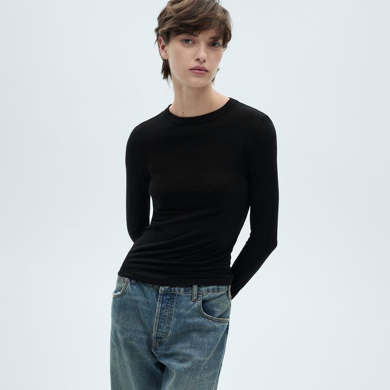 MANGO - Camiseta Mujer Manga larga MANGO