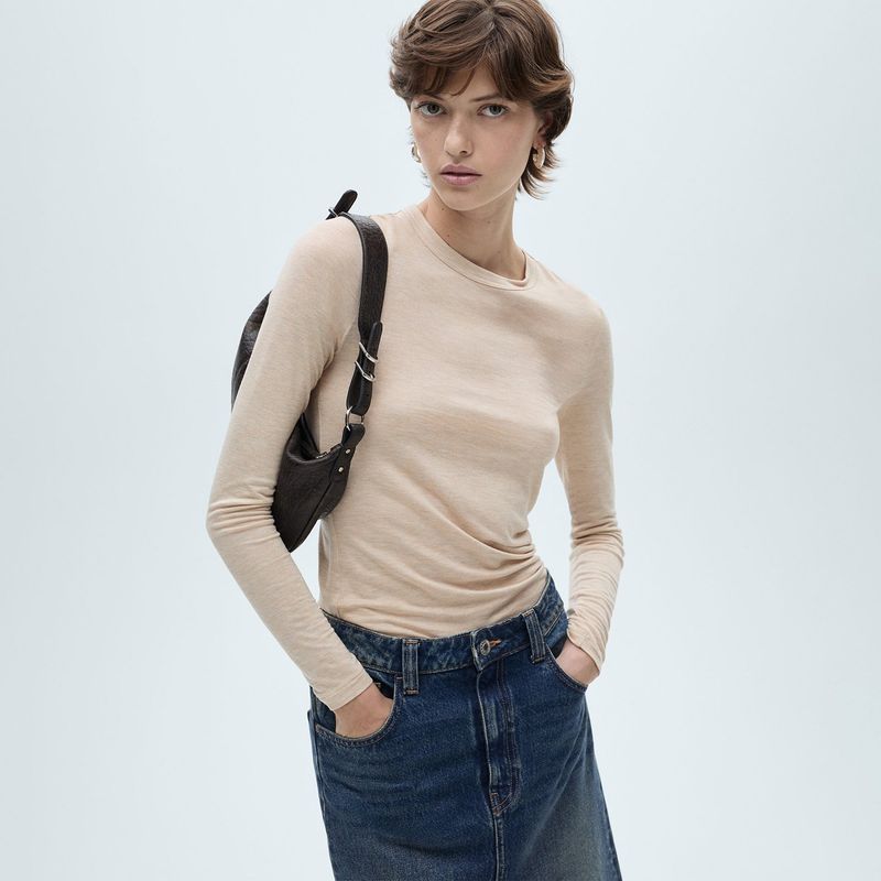 MANGO - Camiseta Mujer Manga larga MANGO