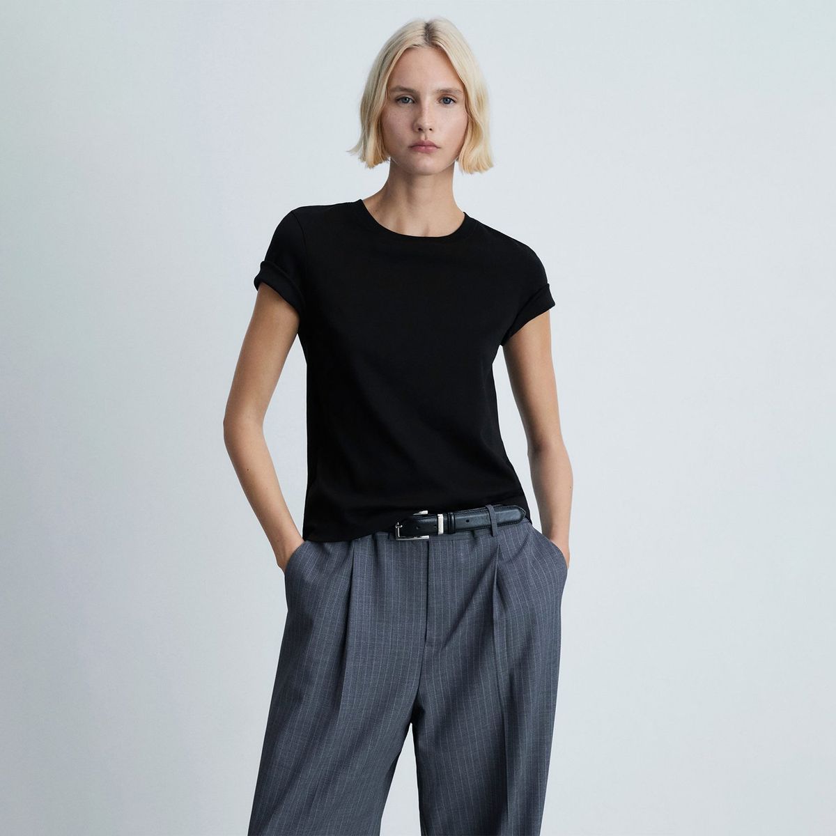 MANGO - Camiseta Mujer Manga corta de Algodón MANGO