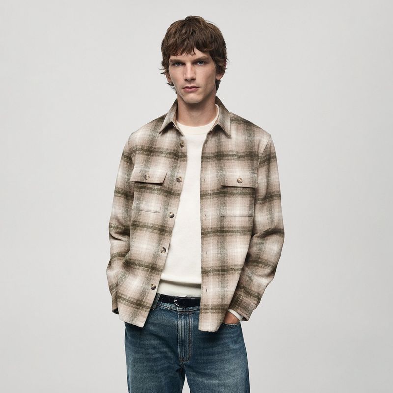 MANGO - Camisa Hombre de Cuadros Manga larga Mango