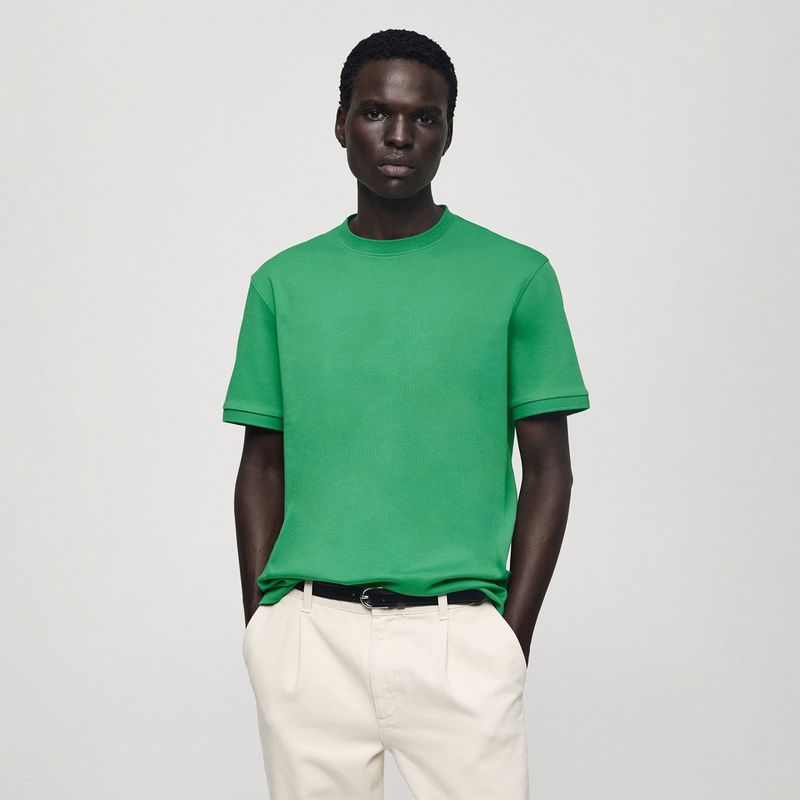 MANGO - Camiseta Hombre Manga corta de Algodón Mango