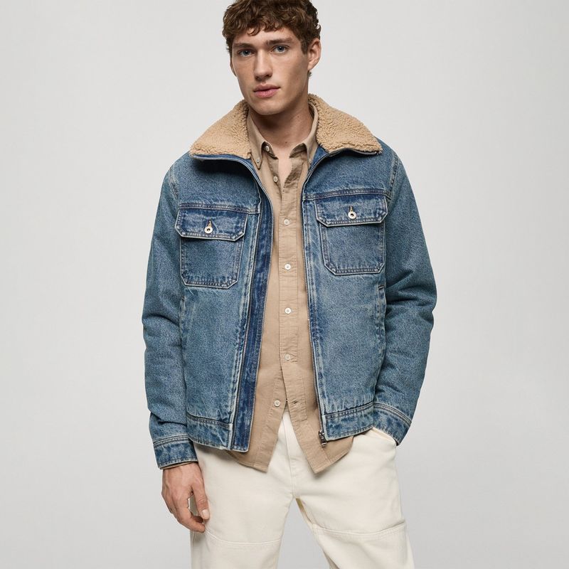 MANGO - Chaqueta de jean Hombre de Algodón Mango
