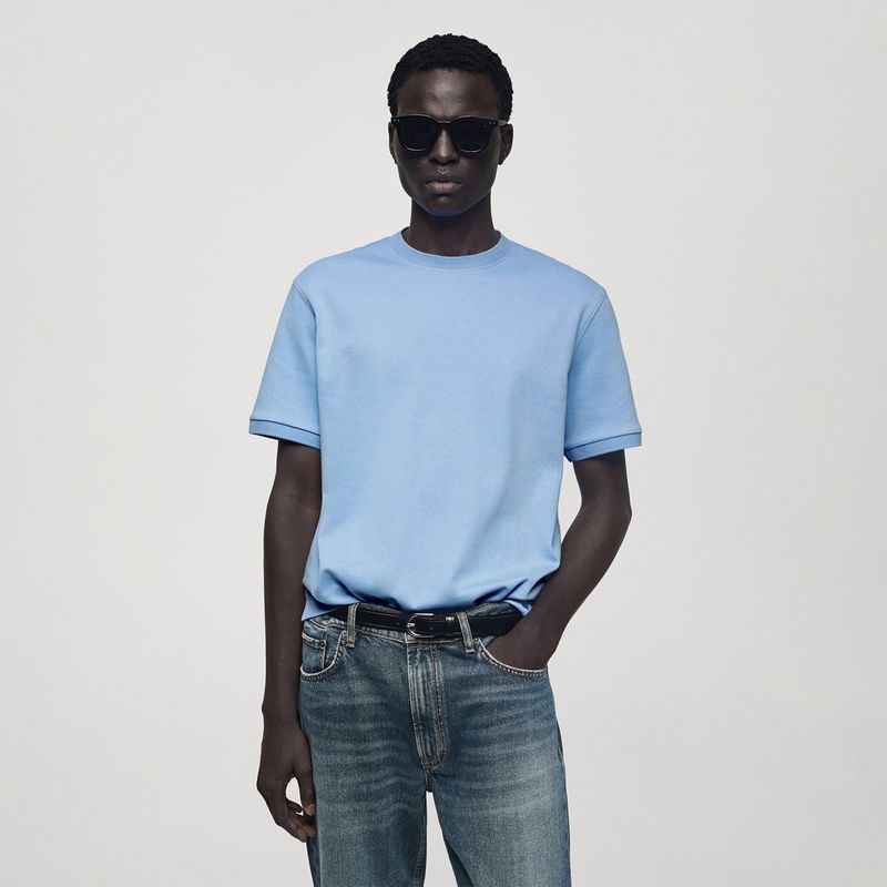 MANGO - Camiseta Hombre Manga corta de Algodón Mango