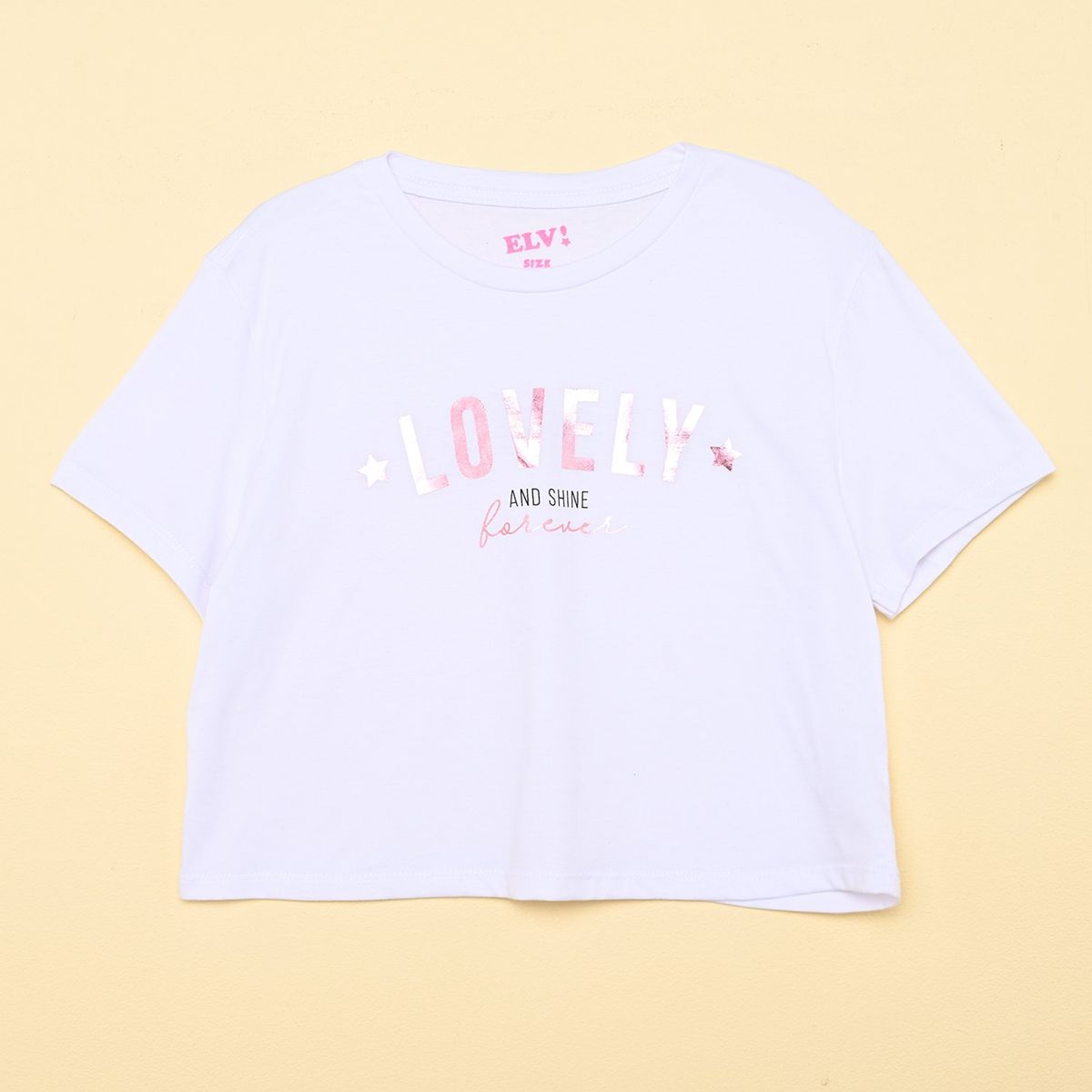 LEONISA - Camiseta para Niña con Estampado Print Manga corta de Algodón ELV