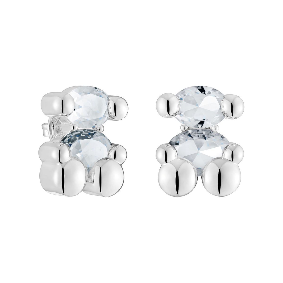 TOUS - Aretes motivo oso de plata y cuarzo cristal de roca 23 mm Color Bear