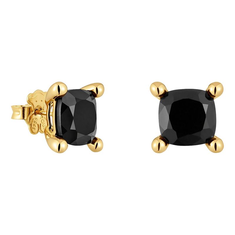 TOUS - Aretes con baño de oro 18 kt sobre plata y ónix Color Black