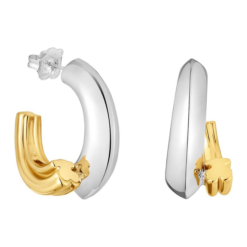 TOUS - Aretes de aro largo bicolor con motivo oso TOUS 1950