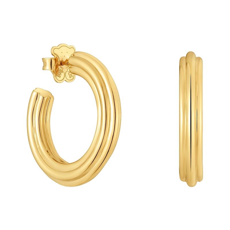 TOUS - Aretes de aro largos con baño de oro 18 kt sobre plata y motivo flor TOUS 1950