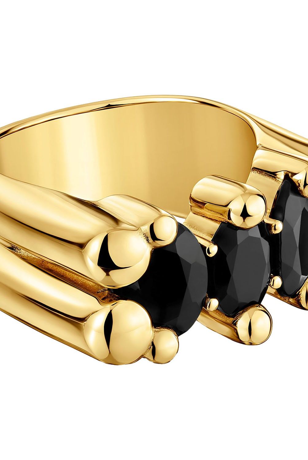 TOUS - Anillo mediano motivo oso con baño de oro 18 kt sobre plata y ónix Color Bear