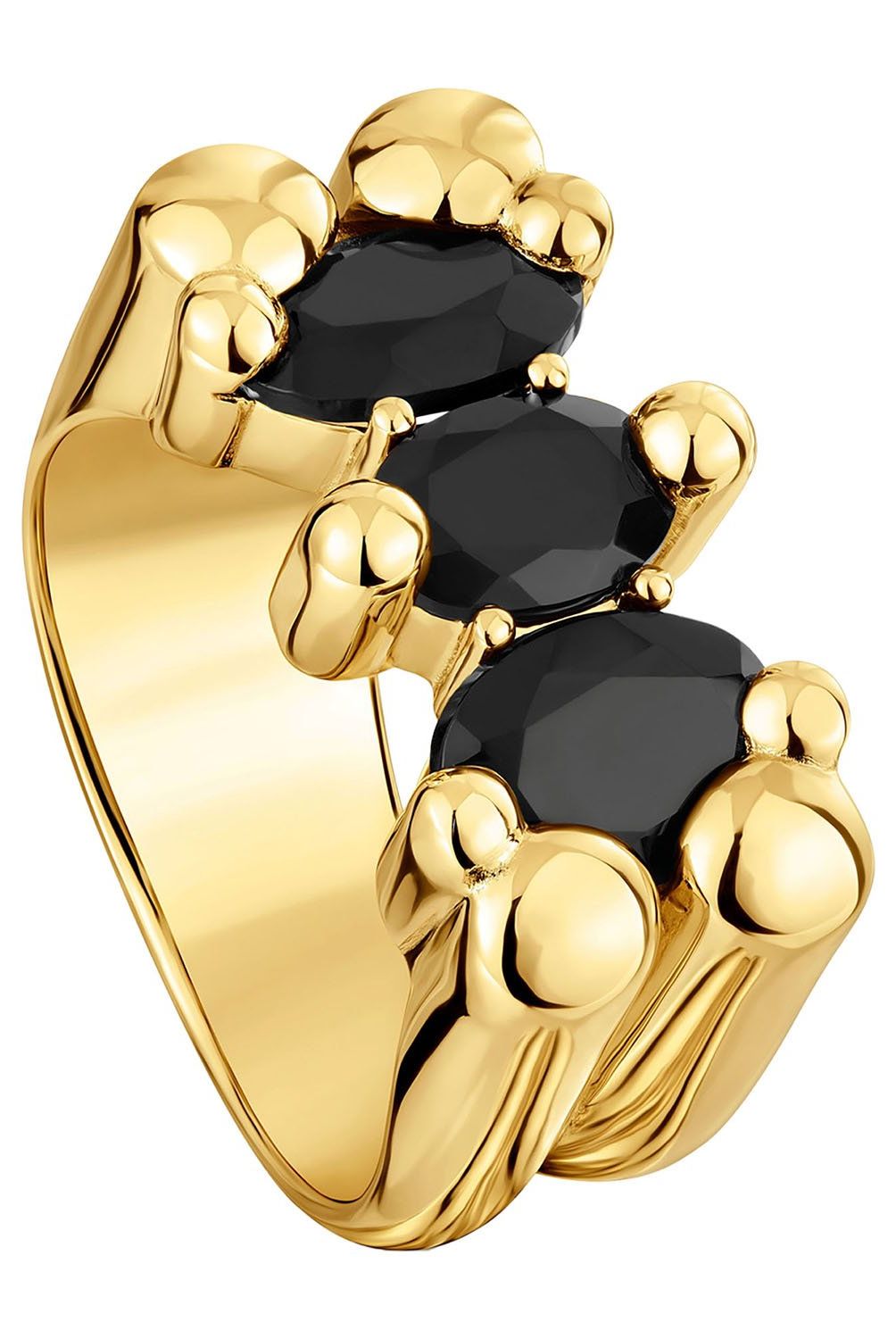 TOUS - Anillo mediano motivo oso con baño de oro 18 kt sobre plata y ónix Color Bear