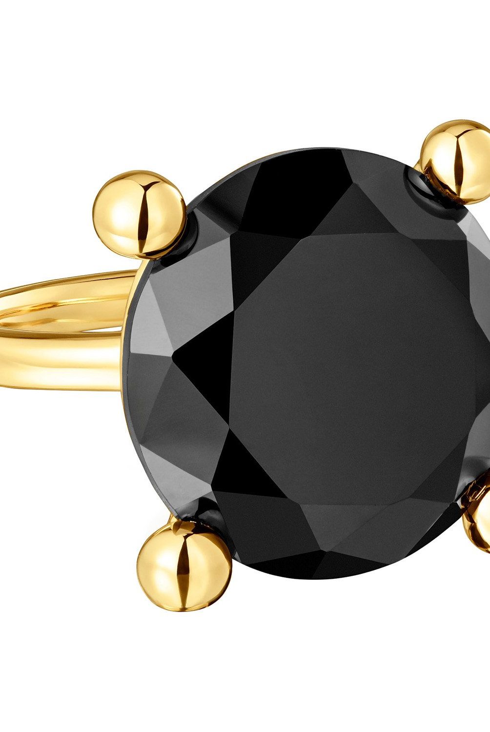 TOUS - Anillo grande con baño de oro 18 kt sobre plata y ónix Color Black