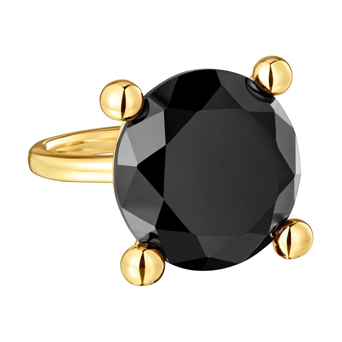 TOUS - Anillo grande con baño de oro 18 kt sobre plata y ónix Color Black