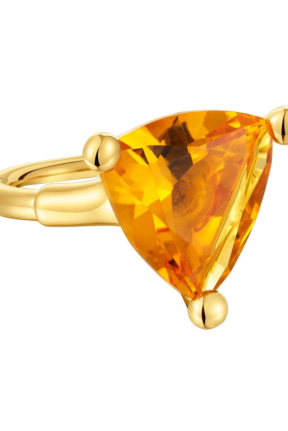 TOUS - Anillo grande con baño de oro 18 kt sobre plata y citrino creado en laboratorio Tous Color Lab