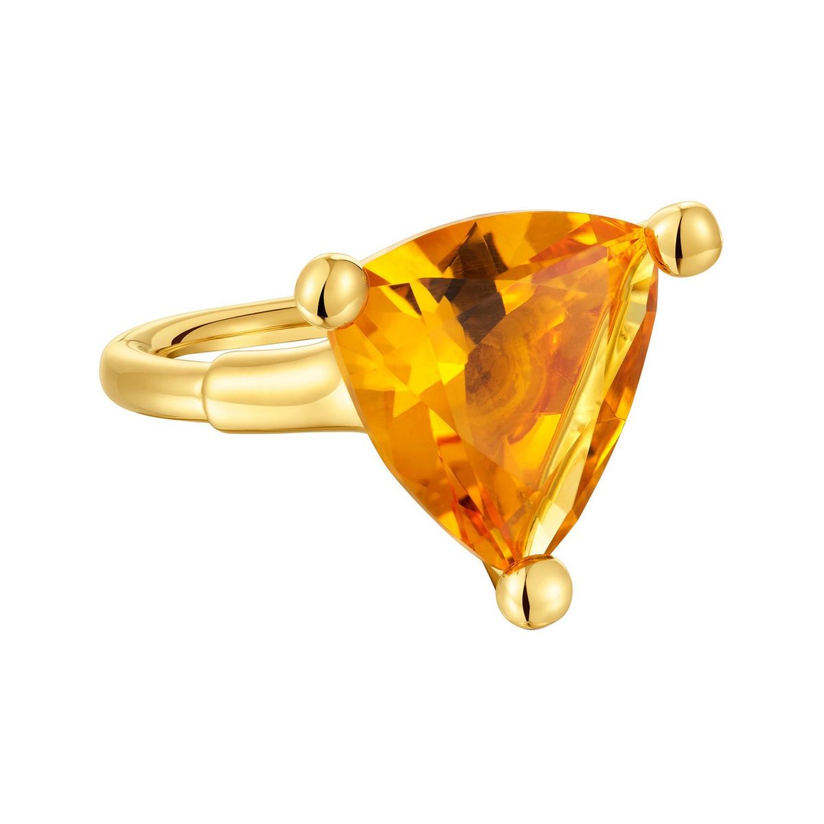 TOUS - Anillo grande con baño de oro 18 kt sobre plata y citrino creado en laboratorio Tous Color Lab