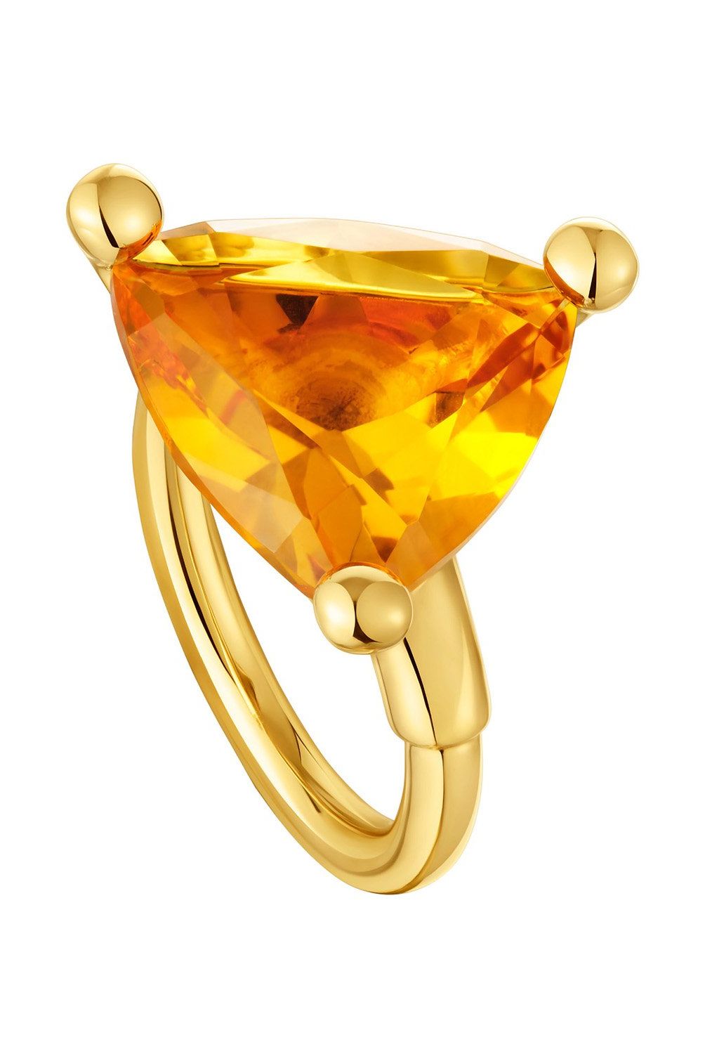 TOUS - Anillo grande con baño de oro 18 kt sobre plata y citrino creado en laboratorio Tous Color Lab