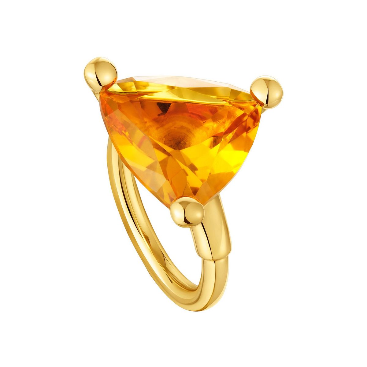TOUS - Anillo grande con baño de oro 18 kt sobre plata y citrino creado en laboratorio Tous Color Lab