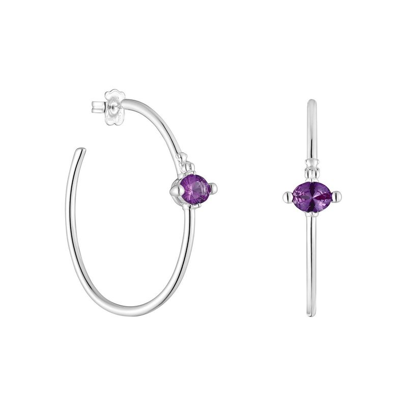 TOUS - Aretes de aro de plata y zafiro lila creado en laboratorio TOUS Color Lab