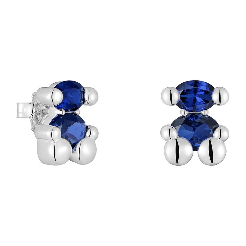 TOUS - Aretes motivo oso de plata y zafiro azul creado en laboratorio 13 mm Color Bear LGG