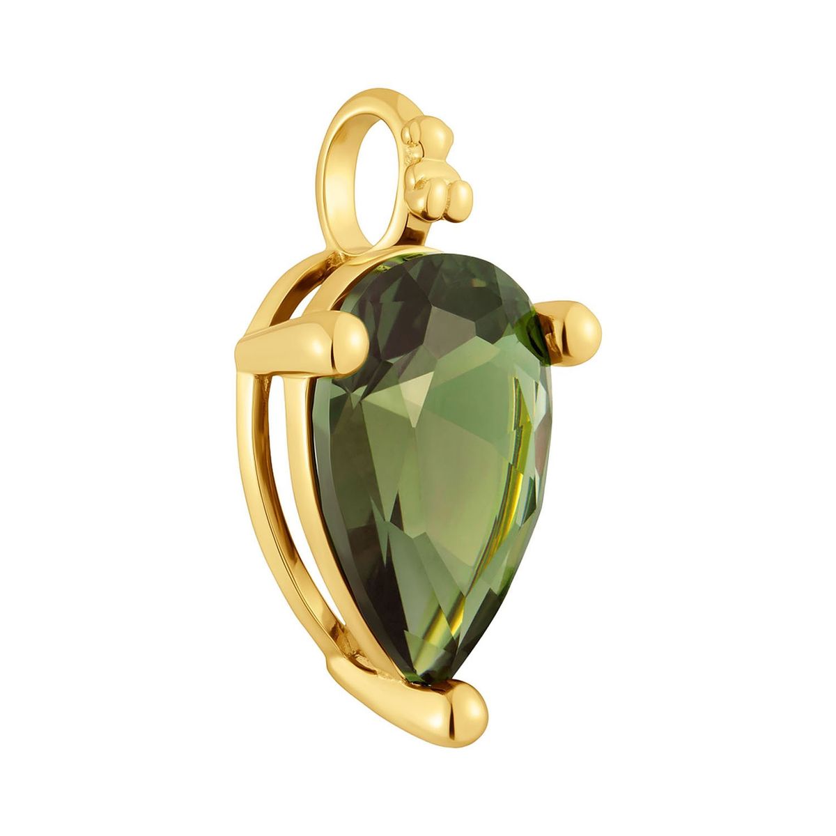 TOUS - Dije pequeño con baño de oro 18 kt sobre plata y espinela verde creada en laboratorio TOUS Color Lab