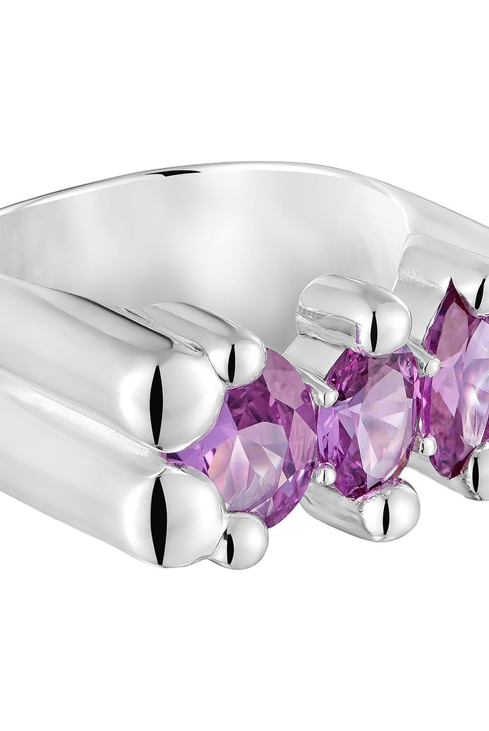 TOUS - Anillo mediano motivo oso de plata y zafiro lila creado en laboratorio Color Bear LGG