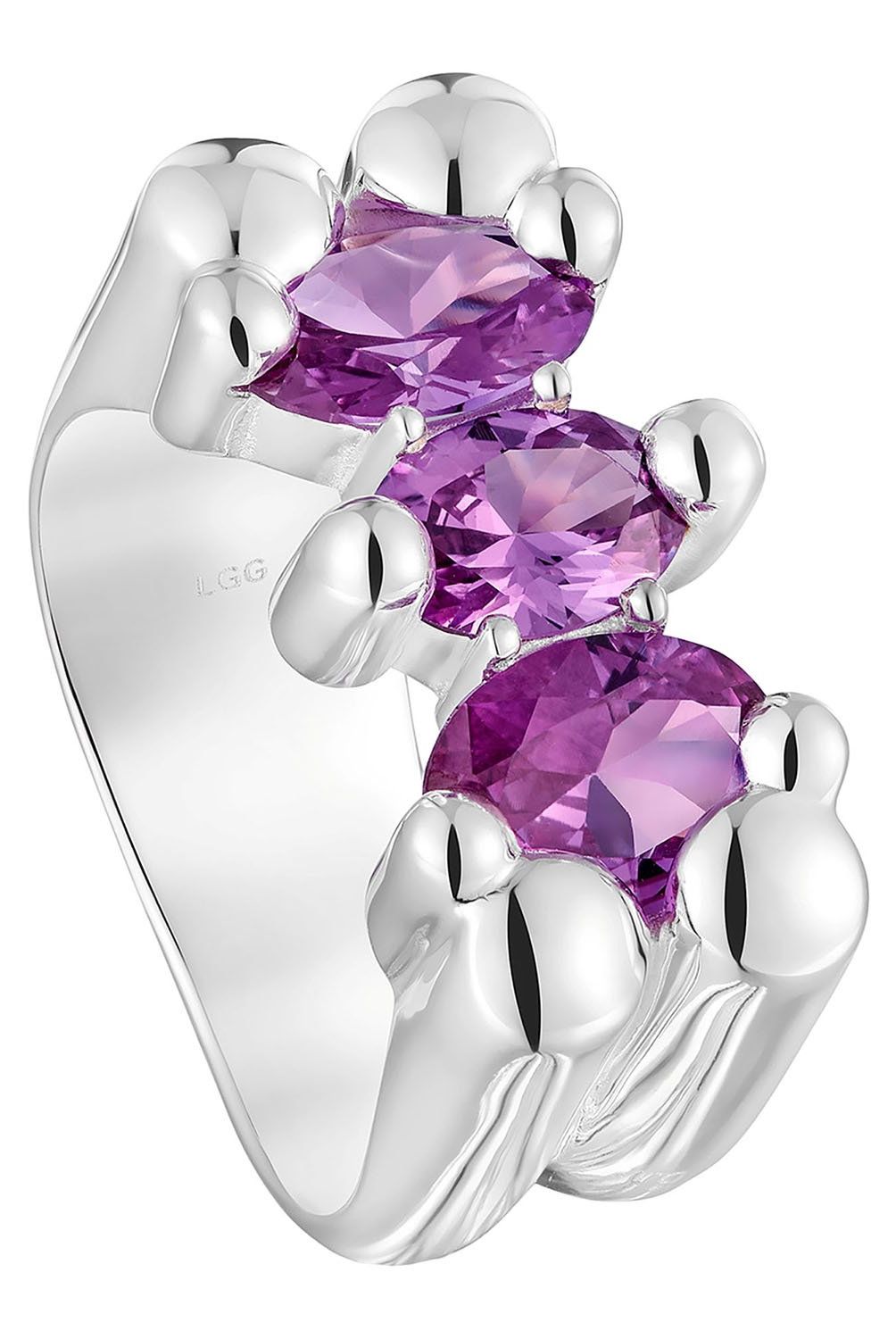 TOUS - Anillo mediano motivo oso de plata y zafiro lila creado en laboratorio Color Bear LGG