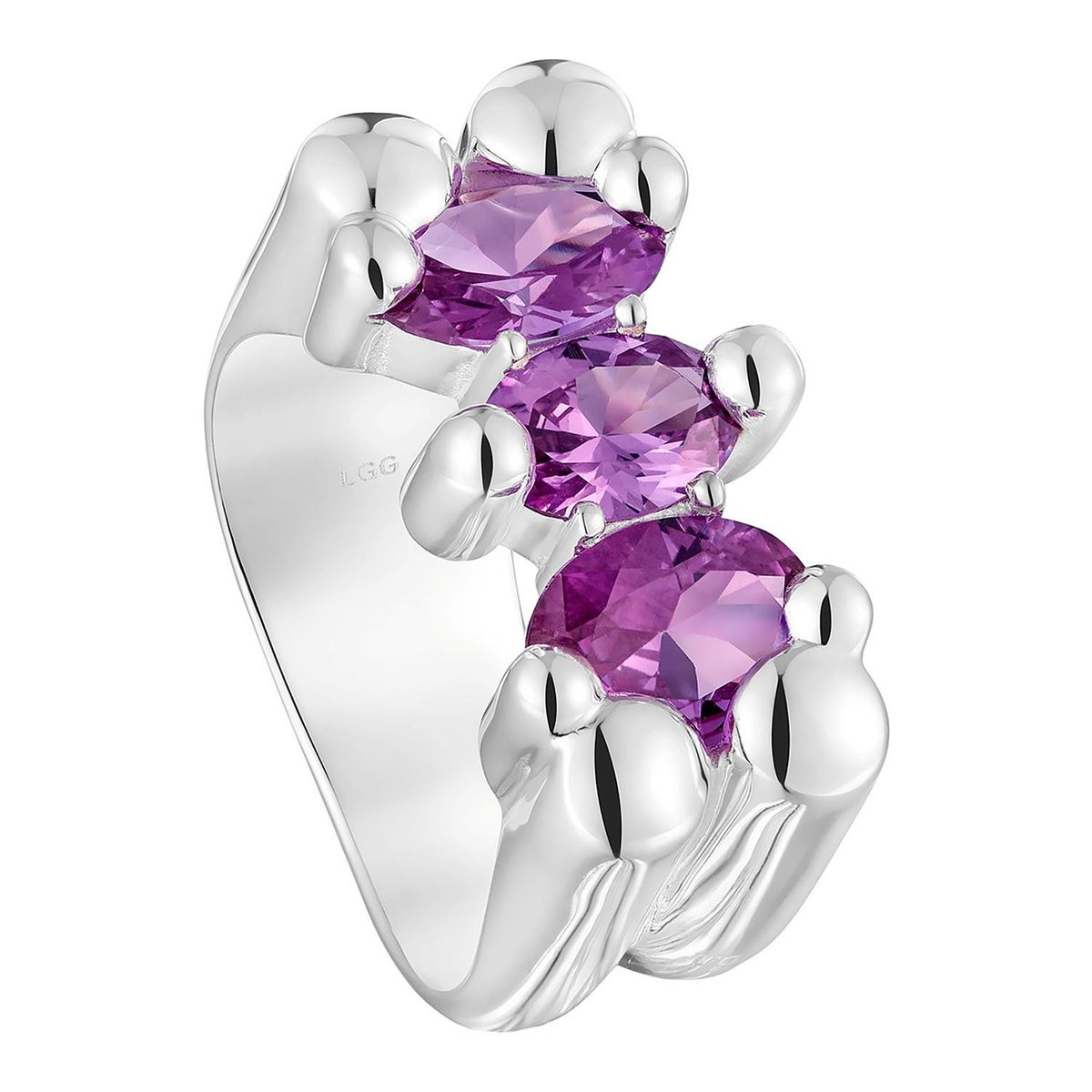 TOUS - Anillo mediano motivo oso de plata y zafiro lila creado en laboratorio Color Bear LGG