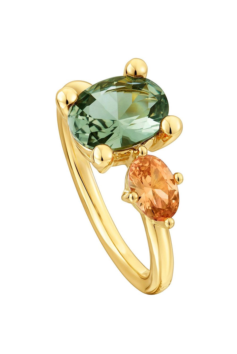 TOUS - Anillo mediano con baño de oro 18 kt sobre plata, espinela y citrino creados en laboratorio Tous Color Lab