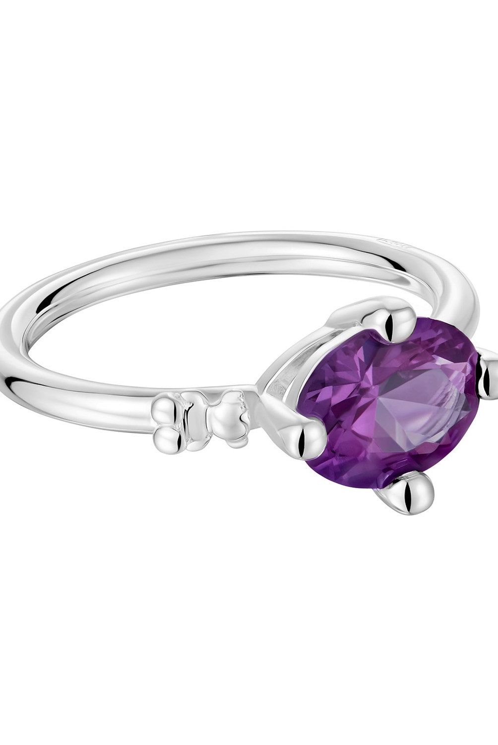 TOUS - Anillo pequeño de plata y zafiro lila creado en laboratorio Tous Color Lab